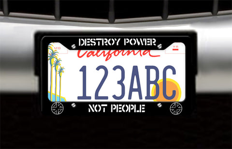 Crass Destroy Power License Plate Frame